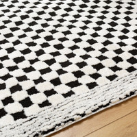 ivory black scandi rug closeup detail