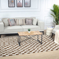 ivory brown scandi rug in a room with matching decor