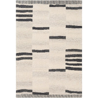 beige striped wool rug portrait