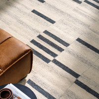 beige striped wool rug closeup detail