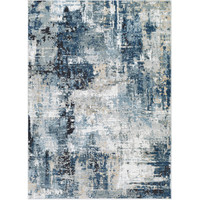 blue abstract rug portrait