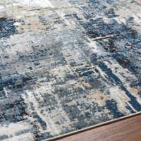 blue abstract rug closeup detail