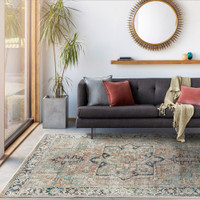 sage traditional rug in a room with matching decor
