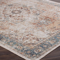 cinnamon traditional rug closeup corner on wood floor