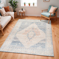 navy traditional rug in a room with matching decor