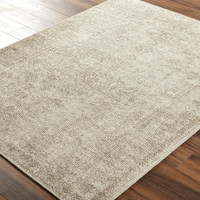 sage traditional rug closeup corner on wood floor