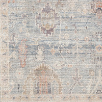 grey blue traditional rug closeup detail