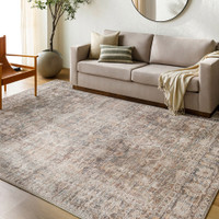 taupe traditional rug in a room with matching decor