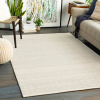 grey tribal wool rug in a room with matching decor