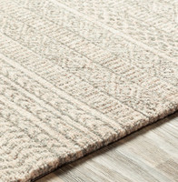 grey tribal wool rug closeup detail
