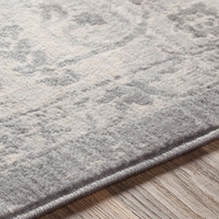 grey traditional rug closeup detail