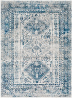 blue abstract rug portrait