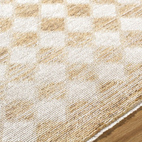 mustard geometric rug closeup detail