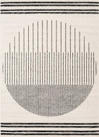 mono geometric rug portrait