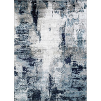 navy abstract rug portrait