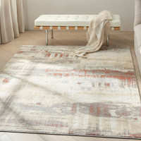 grey rust calvin klein rug in a room with matching decor