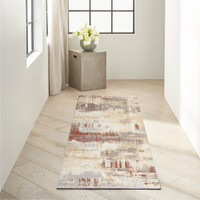 grey rust calvin klein rug in a room with matching decor