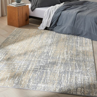 grey beige calvin klein rug in a room with matching decor
