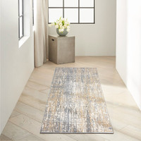 grey beige calvin klein rug in a room with matching decor