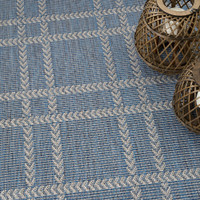 navy geometric indoor outdoor rug closeup detail
