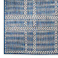 navy geometric indoor outdoor rug closeup corner on white background