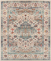 teal traditional rug portrait