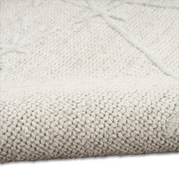 grey ivory calvin klein rug partially rolled on white floor