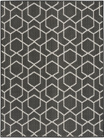 black geometric indoor outdoor rug portrait