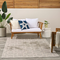 grey geometric indoor outdoor rug outside