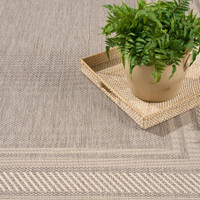 grey geometric indoor outdoor rug closeup detail