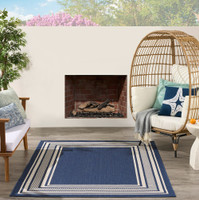 navy geometric indoor outdoor rug outside