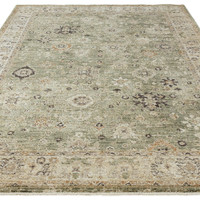 green traditional rug portrait