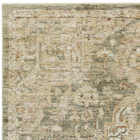 green traditional rug closeup corner