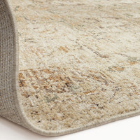 copper traditional rug partial fold on white floor