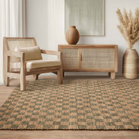 natural jute rug in a living room with matching decor