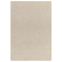 Full overhead product photograph of the rectangular Theodore wool rug, featuring a sand beige base with a minimalist cream chevron pattern.