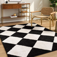Tivoli Shaggy Diamond Black Rug