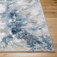 Allegro Abstract Modern Marble Blue Rug