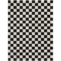 Fossay Washable Checkered Shaggy Black Rug