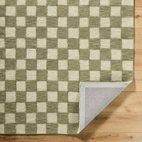 Klopp Modern Wool Checkered Green Rug
