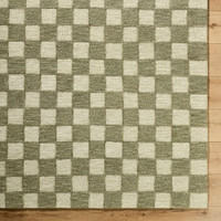 Klopp Modern Wool Checkered Green Rug