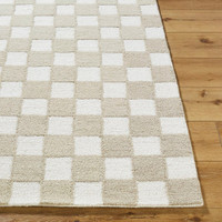 Klopp Modern Wool Checkered Beige Rug