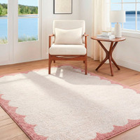 Fossay Washable Border Shaggy Ivory Rug