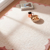 Fossay Washable Border Shaggy Ivory Rug