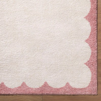 Fossay Washable Border Shaggy Ivory Rug