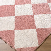 Fossay Washable Diamond Shaggy Pink Rug