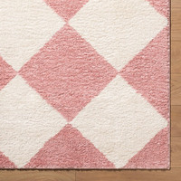 Fossay Washable Diamond Shaggy Pink Rug