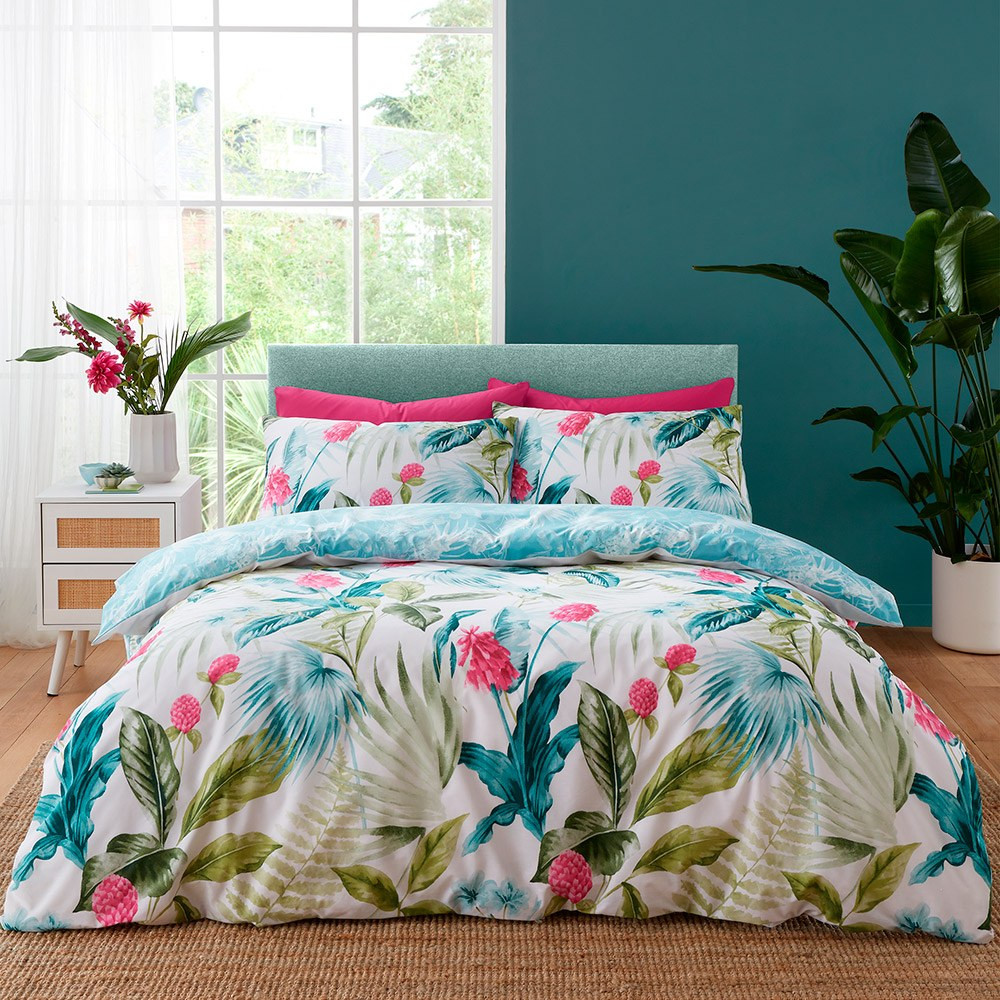 Catherine Lansfield Set Copripiumino Singolo Reversibile – Fantasia Tigre E Foglie Tropicali, In Policotone Verde, Con Federa (135x200 Cm + Federa 50x75 Cm) - 3