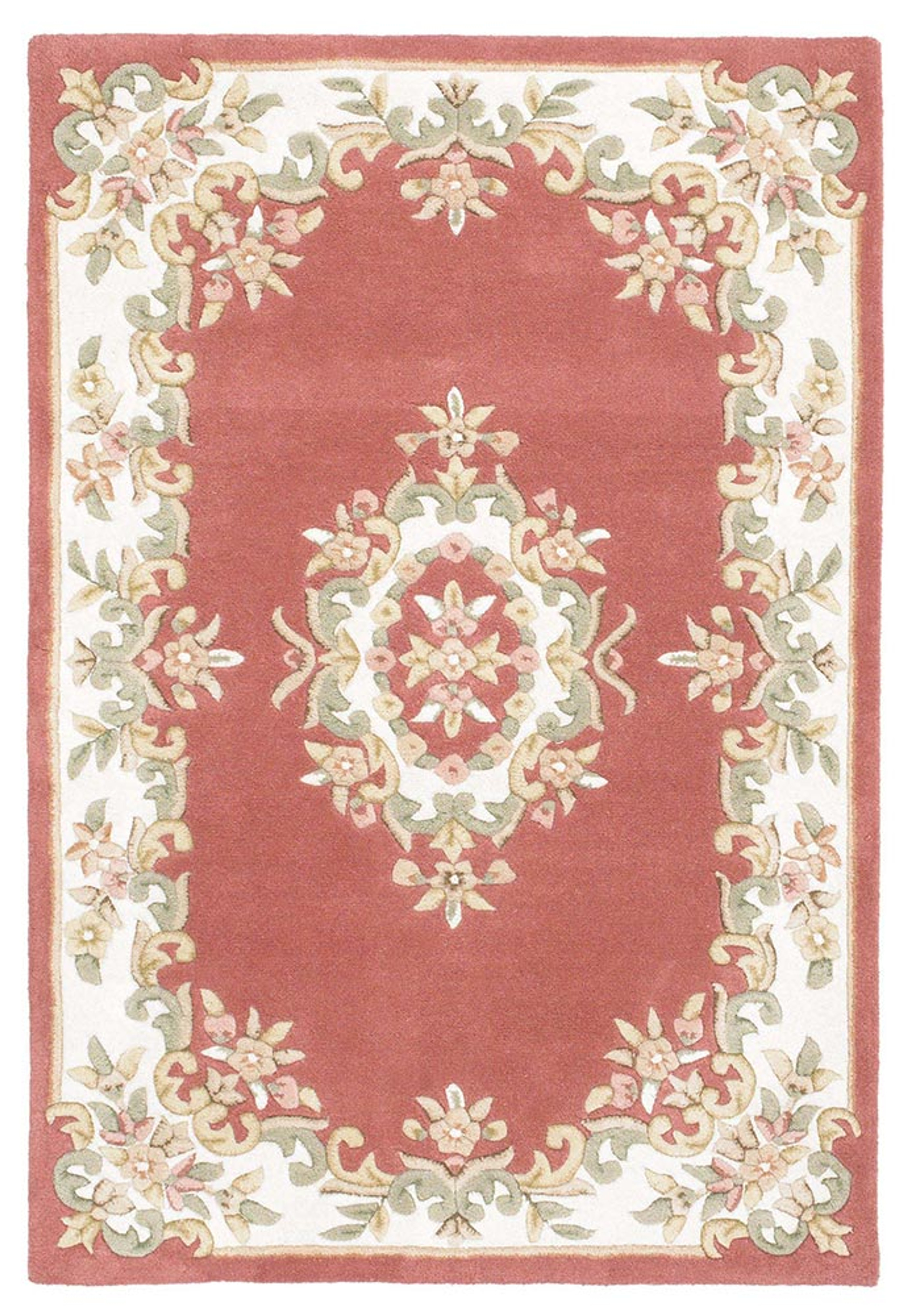 Rose Blue Wool Carved French Aubusson Floor Round Rug 120x120cm