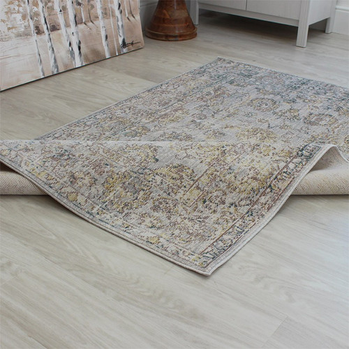 Grey Brown Yellow VE08 Faded Rug 240x330cm